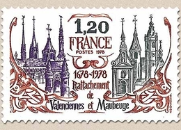 300e Anniversaire Du Rattachement De Valenciennes Et Maubeuge. 1f.20 Gris-brun, Rouge Et Violet Y2016 - Neufs
