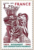 Monument Aux Combattants Polonais 1939-1945. 1f.70 Rouge, Vert-bleu Et Carmin-brun Y2021 - Unused Stamps