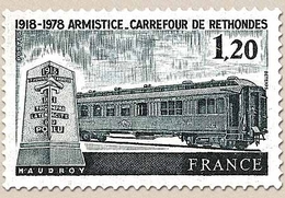 60e Anniversaire De L'Armistice à Rethondes. Le Wagon De L'Armistice 1f.20 Noir Y2022 - Ungebraucht