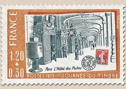 Journée Du Timbre. Hôtel Des Postes De Paris Sur Carte Postale. 1f.20 + 30c. Gris-bleu, Rouge Et Bistre Clair Y2037 - Unused Stamps