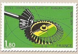 150e Anniversaire De La Fondation De L'École Centrale Des Arts Et Manufactures. 1f.80 Vert, Noir Et Jaune Y2066 - Neufs