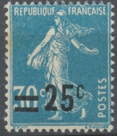 Type Semeuse Fond Plein (192) Surchargé. Type IIA. 25c. Sur 30c. Bleu (IIA) (192) Neuf Luxe ** Y217 - Nuovi