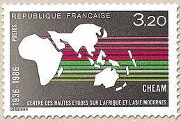 Centre Des Hautes Etudes Sur L'Afrique Et L'Asie Modernes. Carte Des Deux Continents  3f.20 Rouge, Vert Et Noir Y2412 - Ongebruikt