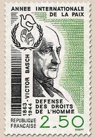 Année Internationale De La Paix. Portrait De Victor Basch (1863-1944), Et Emblème De L'année  2f.50 Y2415 - Unused Stamps