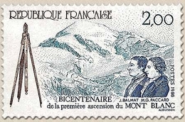 Bicentenaire De La Première Ascension Du Mont-Blanc (8 Août 1786), Par Le Guide Balmat Et Le Dr Paccard. 2f. Y2422 - Ongebruikt