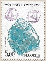 Série Nature De France. Minéraux. Fluorite  5f. Turquoise, Noir Et Lilas Y2432 - Ongebruikt