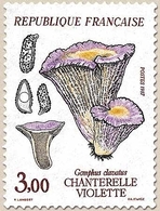 Flore Et Faune De France. Champignons. Chanterelle Violette (Gomphus Clavatus) 3f. Violet, Jaune Et Bistre Y2489 - Ungebraucht