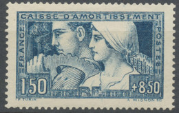 Au Profit De La Caisse D'Amortissement, Type II.  "Le Travail".  1f.50 + 8f.50 Bleu Neuf Luxe ** Y252a - Nuevos