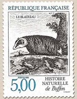 Série Nature De France. Animaux De L'Histoire Naturelle, De Buffon. Blaireau  5f. Bleu Et Noir Y2542 - Ungebraucht