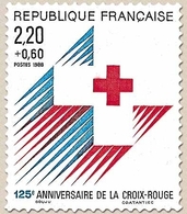 Au Profit De La Croix-rouge. 125e Anniversaire De La Croix-Rouge. Emblème 2f.20 + 60c. Noir, Rouge Et Bleu Y2555 - Nuevos