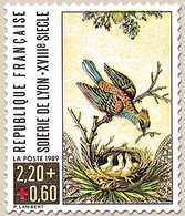 Au Profit De La Croix-Rouge. Motif D'une Soierie De Lyon (XVIIIe Siècle). Oiseau, Nid Avec Oisillons  2f.20 + 60c. Y2612 - Nuovi
