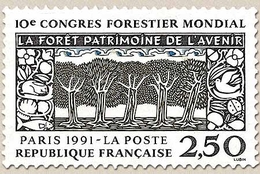 10e Congrès Forestier Mondial, à Paris. Composition Symbolique  2f.50 Vert Foncé, Bleu-vert Et Noir Y2725 - Nuevos
