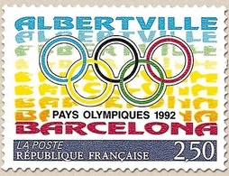 La France Et L'Espagne Pays Olympiques 1992. Émission Conjointe Franco-espagnole. Anneaux Olympiques 2f.50 Y2760 - Ungebraucht