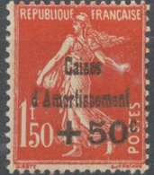 Au Profit De La Caisse D'Amortissement. Types Anciens Surchargés. +50c. Sur 1f.50 (rouge Sombre) Neuf Luxe ** Y277 - Unused Stamps