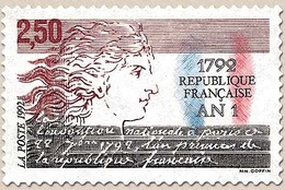 1792, An I De La République Française. Allégorie De La République Et Texte. 2f.50 Multicolore Y2771 - Ungebraucht