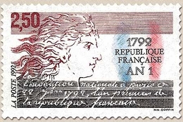 1792, An I De La République Française. Allégorie De La République Et Texte. 2f.50 Multicolore Y2771 - Unused Stamps