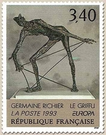 Europa. Art Contemporain. Œuvre De Germaine Richier, Le Griffu. 3f.40 Gris Clair, Gris Foncé Et Bronze Y2798 - Neufs