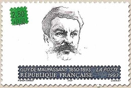 Personnages Célèbres. Ecrivains Français. Guy De Maupassant (1850-1893)  2f.50 + 50c. Bleu, Vert Et Noir Y2799 - Ungebraucht