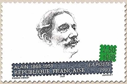 Personnages Célèbres. Ecrivains Français. Emile Chartier, Dit Alain (1868-1951)  2f.50 + 50c. Y2800 - Unused Stamps