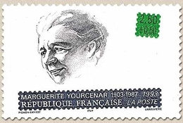 Personnages Célèbres. Ecrivains Français. Marguerite Yourcenar (1903-1987)  2f.50 + 50c. Bleu, Vert Et Noir Y2804 - Ungebraucht