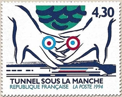 Inauguration Du Tunnel Sous La Manche. 4f.30 Mains Britannique Et Française Sous La Mer Et Au-dessus Du TGV Y2883 - Nuevos