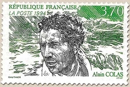 Hommage à Alain Colas (1943-1978) Portrait, Mer Déchaînée  3f.70 Vert Clair, Noir Et Vert Foncé Y2913 - Unused Stamps
