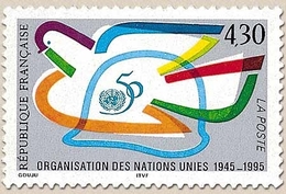 Cinquantenaire De L'Organisation Des Nations Unies. Emblème Et Nombre 50 Colombe Et Casque Stylisés  4f.30 Y2975 - Neufs