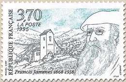 Hommage à Francis Jammes (1868-1938) Portrait De L'écrivain  3f.70 Bleu Et Noir Y2983 - Unused Stamps