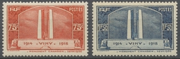 Série Inauguration Monument De Vimy à La Mémoire Des Canadiens Guerre 1914-18 2 Valeurs Neuf Luxe ** Y317S - Unused Stamps
