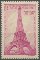 Fêtes Du Cinquantenaire De La Tour Eiffel. 90c. + 50c. Lilas-rose Neuf Luxe ** Y429 - Ungebraucht