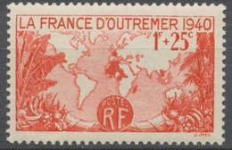 Pour La France D'Outre-Mer. Carte De L'Empire Français. 1f. + 25c. Rouge Neuf Luxe ** Y453 - Ungebraucht