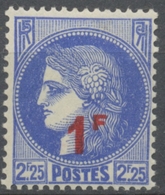 Timbres De 1932-38 Avec Nouvelle Valeur. Type Cérès.  1f. Sur 2f. 25 Outremer (374) Neuf Luxe ** Y487 - Unused Stamps