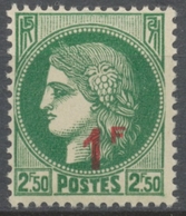 Timbres De 1932-38 Avec Nouvelle Valeur. Type Cérès.  1f. Sur 2f. 50 Vert (375) Neuf Luxe ** Y488 - Nuovi