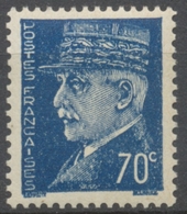 Effigies Du Maréchal Pétain. 70c. Bleu (Type Hourriez) Neuf Luxe ** Y510 - Unused Stamps
