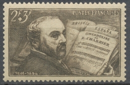 Au Profit Des Oeuvres D'entraide Des Musiciens.  "Chabrier Au Piano".  2f.+3f. Brun-gris Neuf Luxe ** Y542 - Unused Stamps