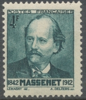 Centenaire De La Naissance Du Compositeur Jules Massenet (1842-1912) 4f. Vert-bleu Neuf Luxe ** Y545 - Unused Stamps