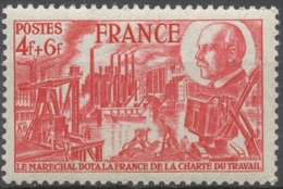 88e Anniversaire Du Maréchal Pétain. Charte Du Travail.  4f.+6f. Rose Neuf Luxe ** Y608 - Nuevos