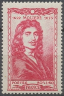 Célébrités Du XVIle Siècle. J.-B Poquelin, Dit Molière (1622-1673) 50c.+1f.50 Rouge Carminé Neuf Luxe ** Y612 - Ungebraucht