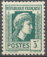 Série D'Alger. Coq Et Marianne (d'Alger) 3f. Vert Foncé Neuf Luxe ** Y642 - Nuevos