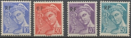 Série Type Mercure. Timbres De 1942 (nos 546 à 549) Surchargés RF 4 Valeurs Neuf Luxe ** Y660S - Ungebraucht