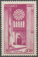 Cathédrales. Au Profit De L'Entraide Française. Chartres. 80c.+2f.20 Lie-de-vin Neuf Luxe ** Y664 - Neufs