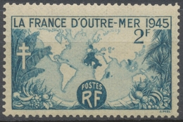 La France D'Outre-mer. Type De 1940 Avec Millésime 1945 Et Croix De Lorraine.  2f. Bleu-vert (453) Neuf Luxe ** Y741 - Neufs