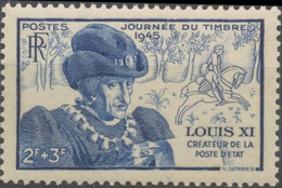Journée Du Timbre. Effigie De Louis XI. Au Profit De L'Entraide Française. Louis XI 2f.+3f. Bleu Neuf Luxe ** Y743 - Neufs