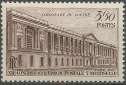 12e Congrès De L'Union Postale Universelle, à Paris. Colonnade Du Louvre.  3f.50 Brun-lilas Neuf Luxe ** Y780 - Neufs