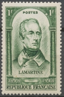 Centenaire De La Révolution De 1848. Alphonse Marie-Louis Prat De Lamartine (1790-1869) 1f + 1f. Vert Neuf Luxe ** Y795 - Unused Stamps