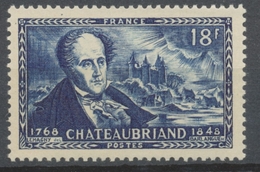 Centenaire De La Mort De François-René, Vicomte De Chateaubriand. Château De Combourg.  18f. Bleu Neuf Luxe ** Y816 - Neufs