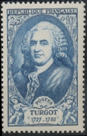 Célébrités Du XVIIIe Siècle (I) Anne Robert Jacques Turgot, Baron De L'Aulne. 25f. + 10f. Bleu Neuf Luxe ** Y858 - Ungebraucht