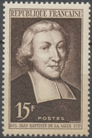 Tricentenaire De La Naissance De Saint Jean-Baptiste De La Salle (1651-1719) 15f. Brun-lilas. Neuf Luxe ** Y882 - Nuevos
