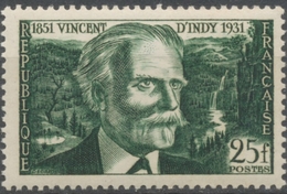 Centenaire De La Naissance Du Compositeur Vincent D'Indy (1851-1931) 25f. Vert Foncé. Neuf Luxe ** Y890 - Nuevos