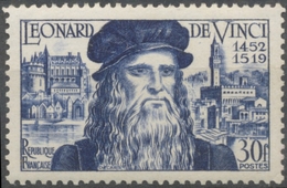 5e Centenaire Naissance Léonard De Vinci Autoportrait, Ambroise, Vue De Florence 30f. Bleu-violet. Neuf Luxe ** Y929 - Neufs